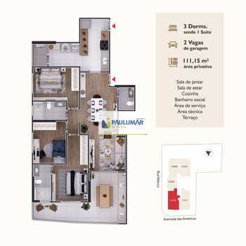 Apartamento em Praia Grande, bairro Guilhermina