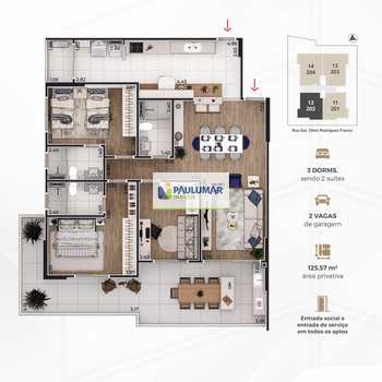 Apartamento em Praia Grande, bairro Canto do Forte