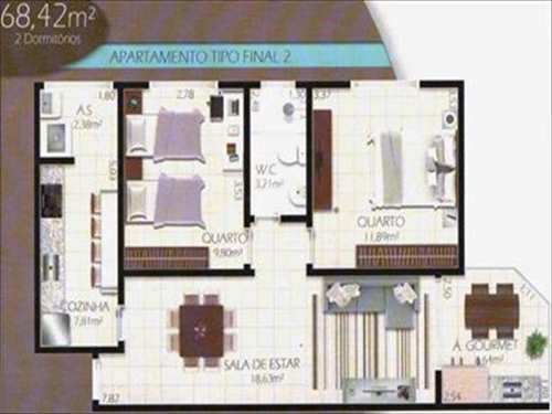 Apartamento, código 2753 em Cubatão, bairro Jardim Casqueiro