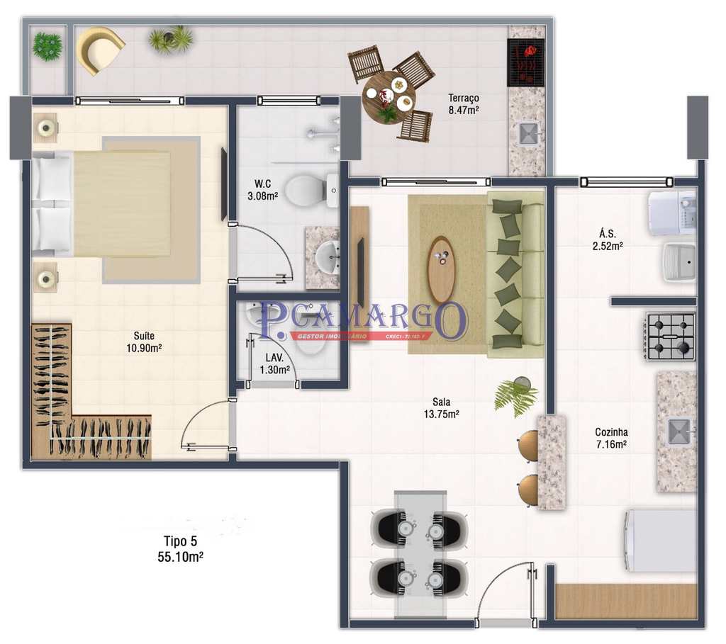 Apartamento em Praia Grande, no bairro Ocian