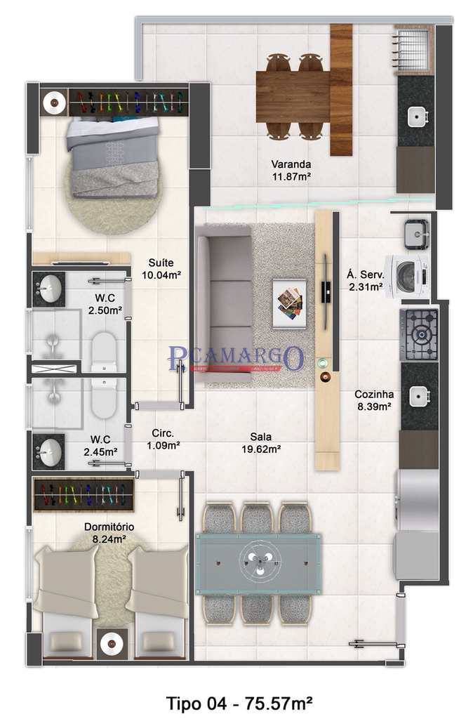 Apartamento em Praia Grande, no bairro Aviação