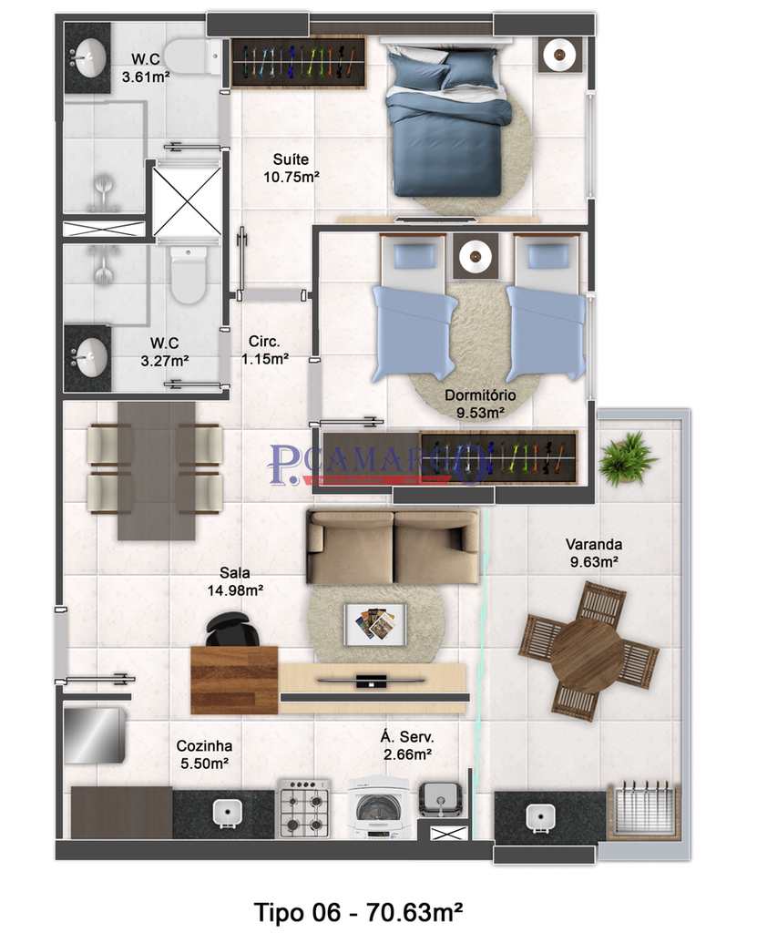 Apartamento em Praia Grande, no bairro Aviação