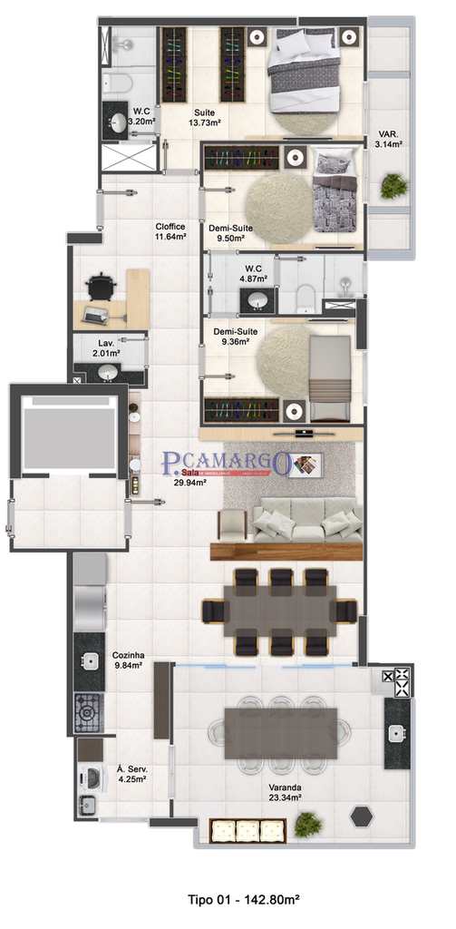 Apartamento em Praia Grande, no bairro Aviação