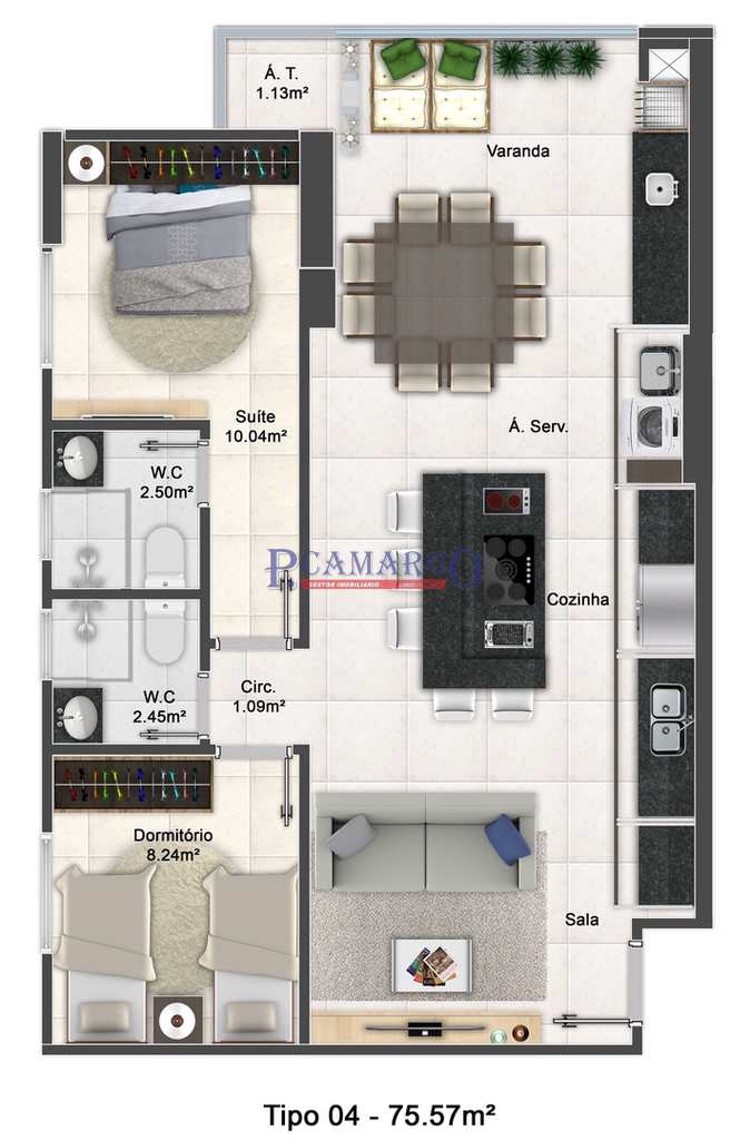 Apartamento em Praia Grande, no bairro Aviação