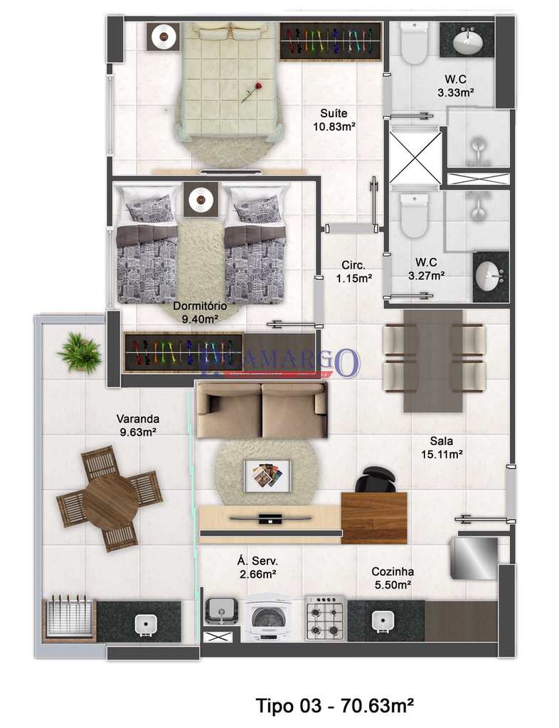 Apartamento em Praia Grande, no bairro Aviação