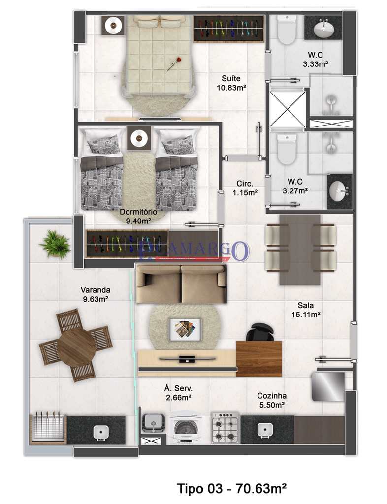 Apartamento em Praia Grande, no bairro Aviação