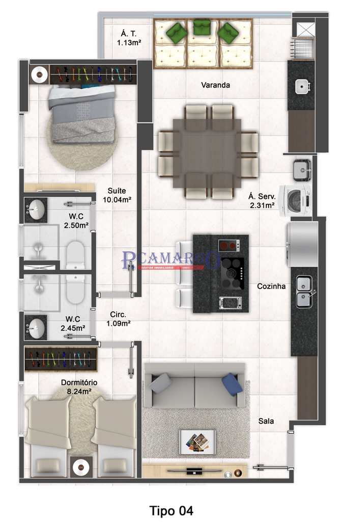 Apartamento em Praia Grande, no bairro Aviação