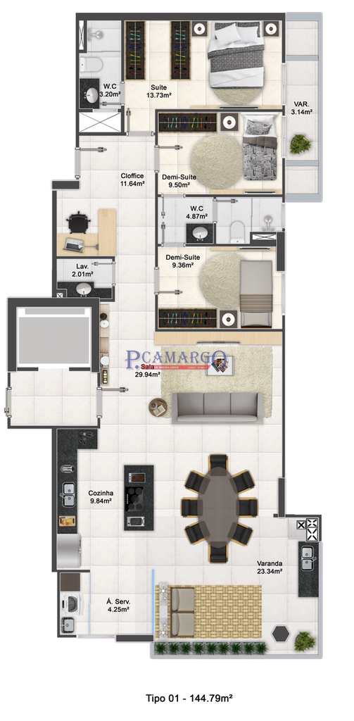 Apartamento em Praia Grande, no bairro Aviação