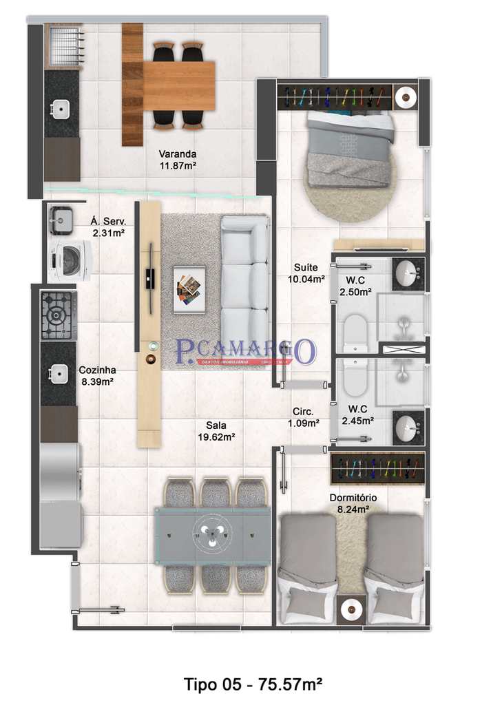 Apartamento em Praia Grande, no bairro Aviação