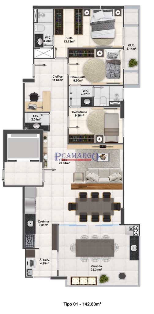 Apartamento em Praia Grande, no bairro Aviação