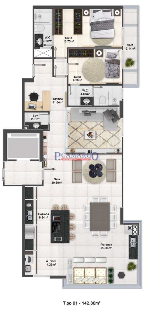 Apartamento em Praia Grande, no bairro Aviação