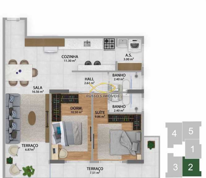 Apartamento em Praia Grande, no bairro Boqueirão