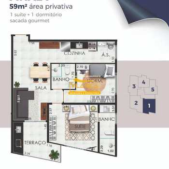 Apartamento em Praia Grande, bairro Guilhermina
