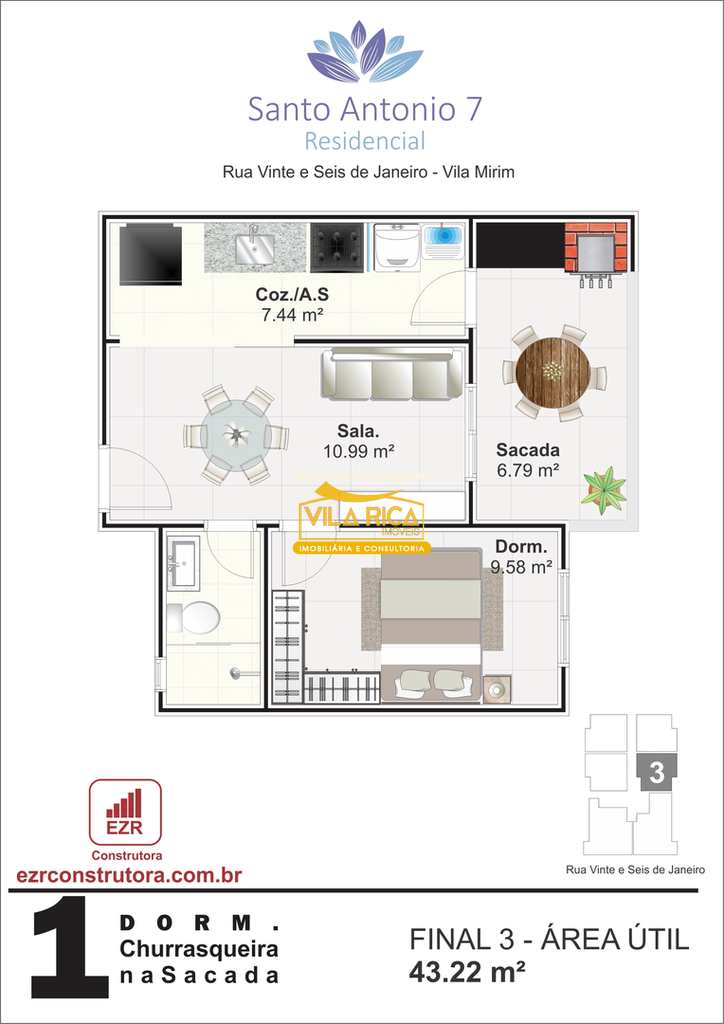 Apartamento em Praia Grande, no bairro Mirim