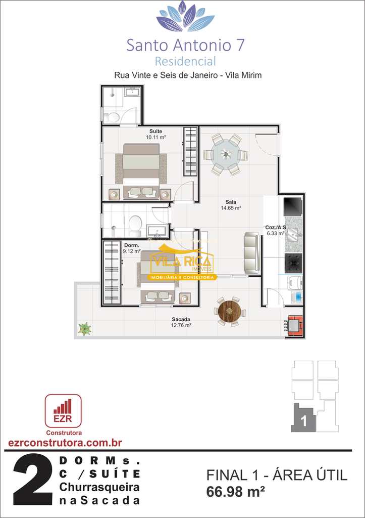 Apartamento em Praia Grande, no bairro Mirim