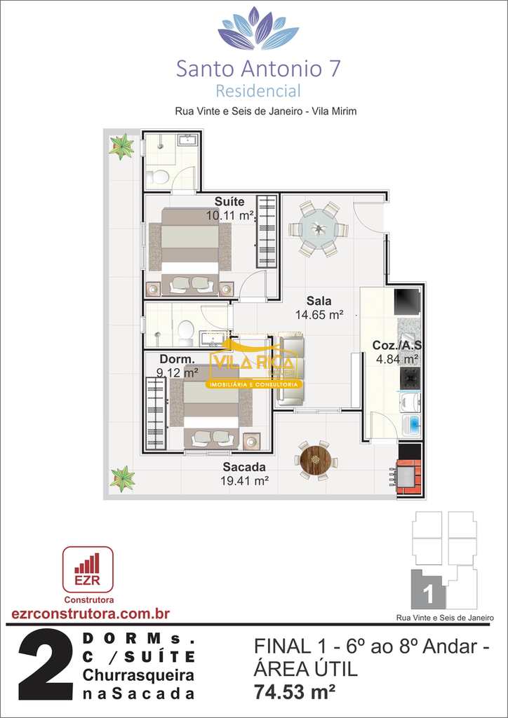 Apartamento em Praia Grande, no bairro Mirim