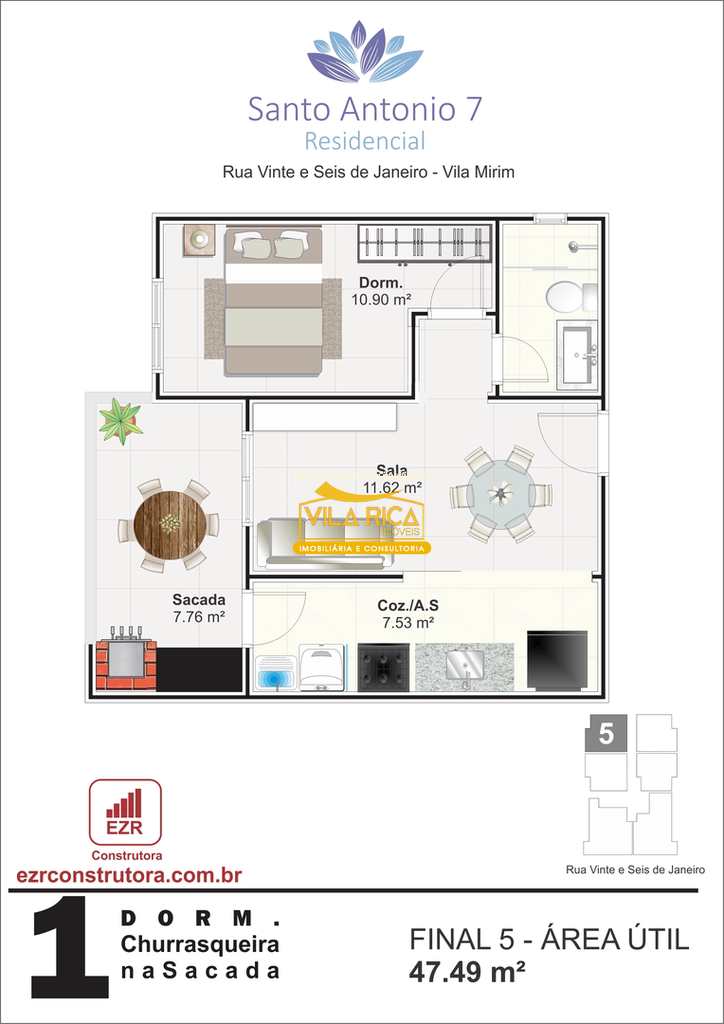Apartamento em Praia Grande, no bairro Mirim