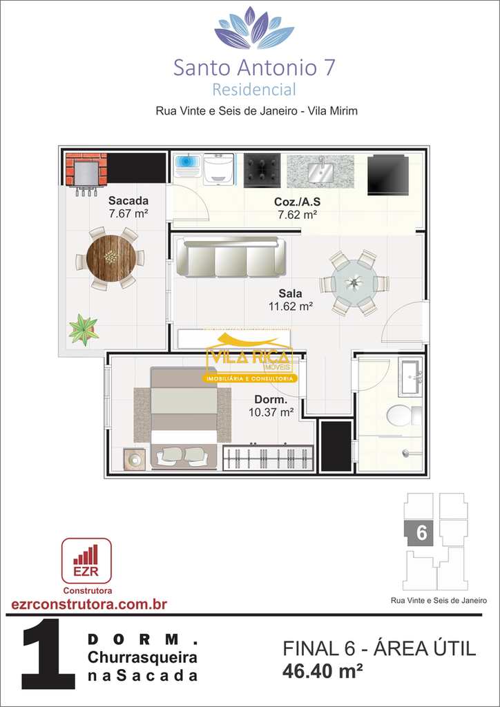 Apartamento em Praia Grande, no bairro Mirim