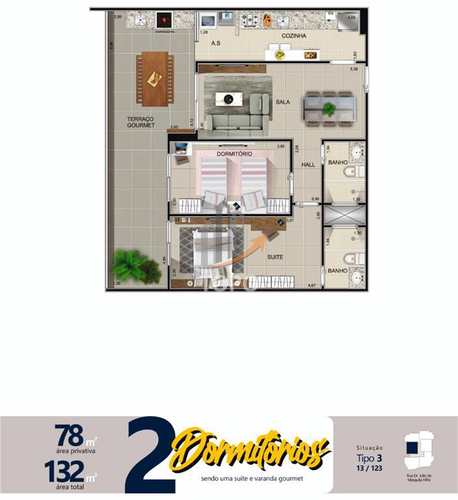 Apartamento, código 5151 em Praia Grande, bairro Aviação
