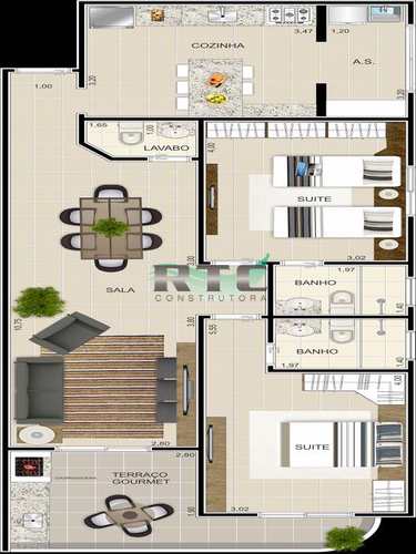 Apartamento, código 1 em Praia Grande, bairro Ocian