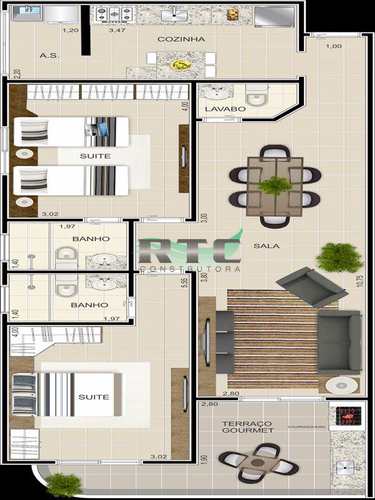 Apartamento, código 2 em Praia Grande, bairro Ocian