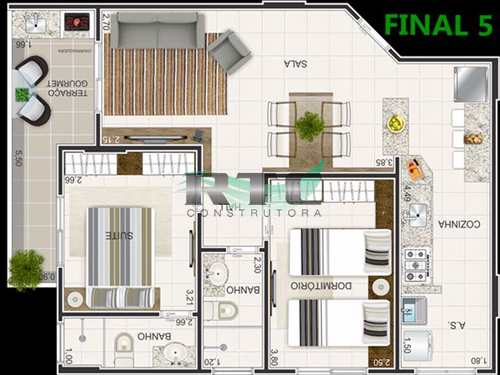 Apartamento, código 9 em Praia Grande, bairro Caiçara