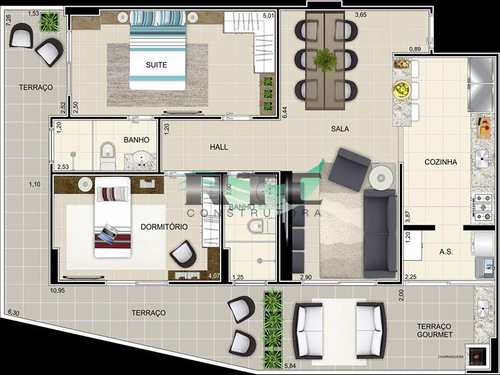 Apartamento, código 14 em Praia Grande, bairro Caiçara