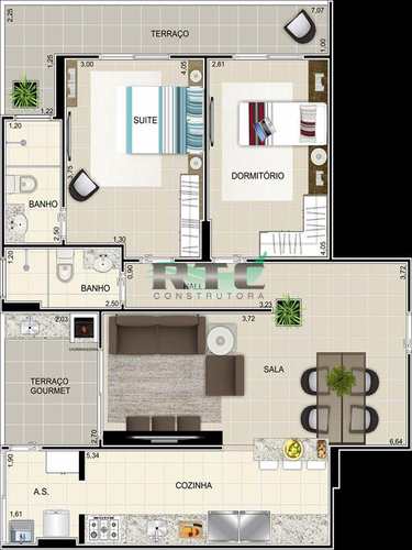Apartamento, código 15 em Praia Grande, bairro Caiçara