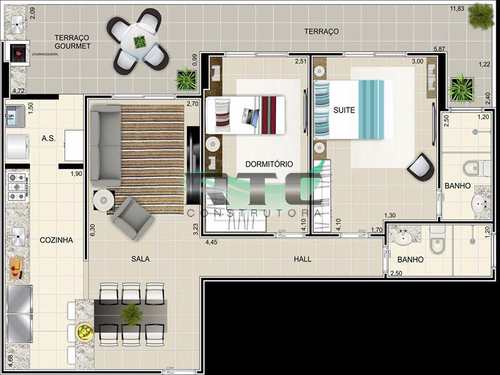 Apartamento, código 16 em Praia Grande, bairro Caiçara