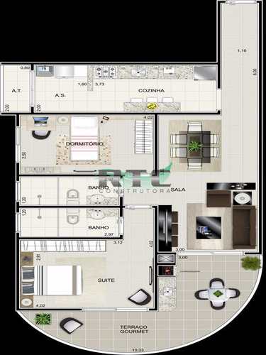 Apartamento, código 19 em Praia Grande, bairro Caiçara