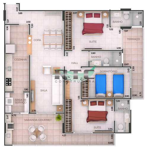 Apartamento, código 37 em Praia Grande, bairro Canto do Forte
