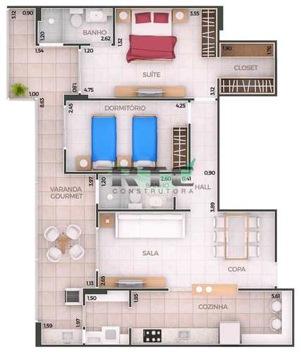 Apartamento, código 38 em Praia Grande, bairro Canto do Forte