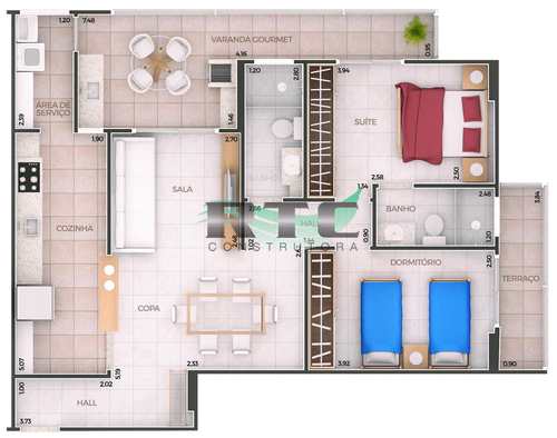 Apartamento, código 39 em Praia Grande, bairro Canto do Forte