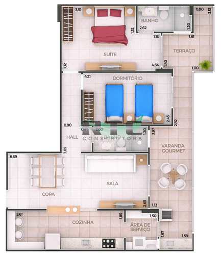 Apartamento, código 41 em Praia Grande, bairro Canto do Forte