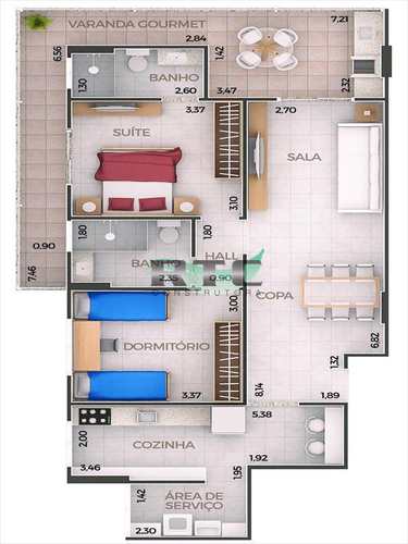Apartamento, código 27 em Praia Grande, bairro Canto do Forte