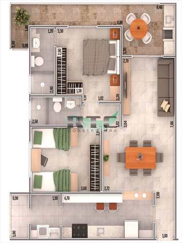 Apartamento, código 32 em Praia Grande, bairro Caiçara