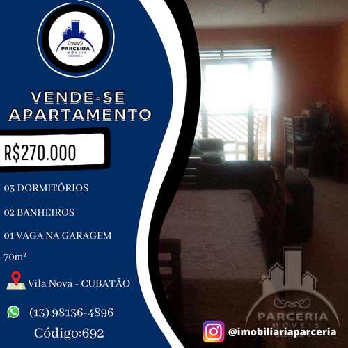 Apartamento, código 692 em Cubatão, bairro Vila Nova