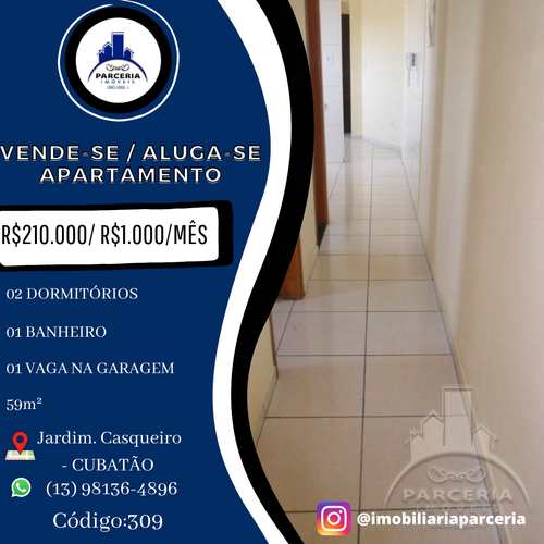 Apartamento, código 309 em Cubatão, bairro Jardim Casqueiro