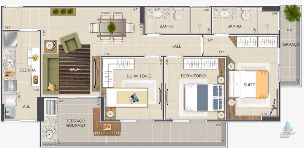 Apartamento em Praia Grande, bairro Ocian