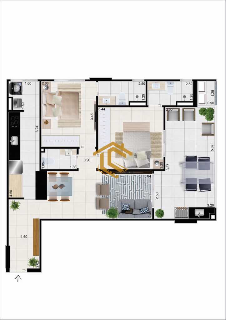 Apartamento em Praia Grande, no bairro Caiçara