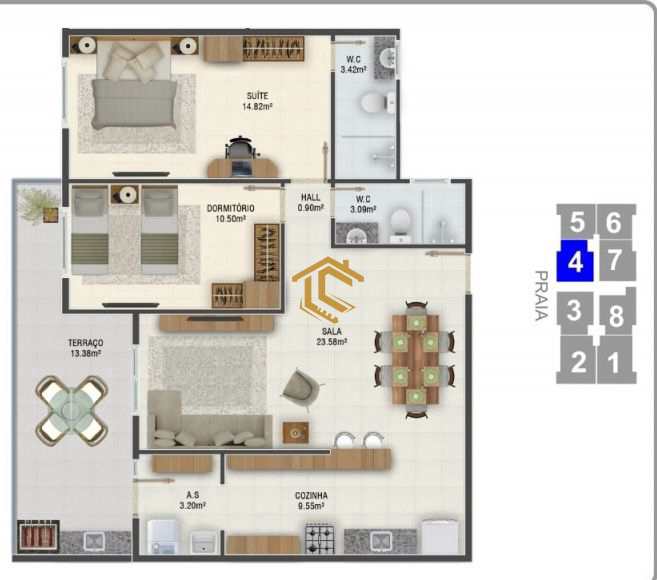 Apartamento em Praia Grande, no bairro Caiçara