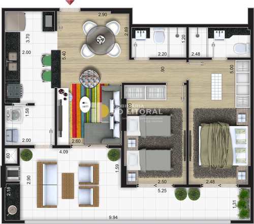 Apartamento, código 422847 em Mongaguá, bairro Centro