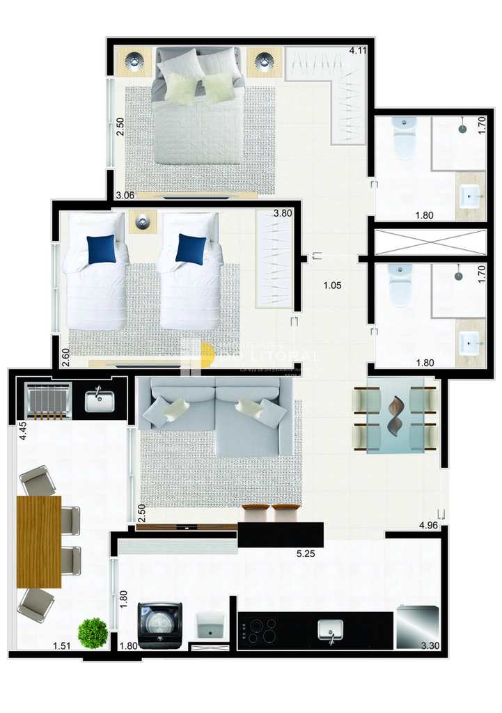 Apartamento em Mongaguá, no bairro Jardim Praia Grande