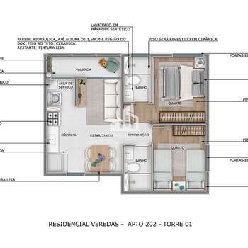 Apartamento em Sorocaba, bairro Jardim Simus