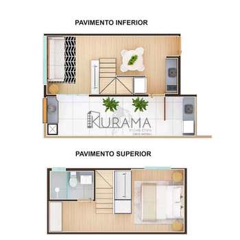 planta Duplex - 1 Dorm. + home office bacaba 2