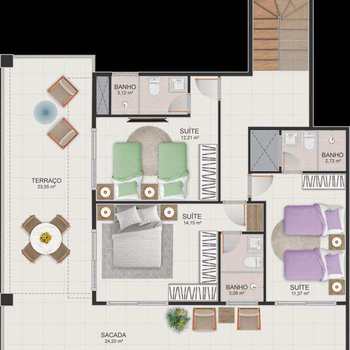Apartamento em Bertioga, bairro Indaiá