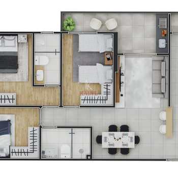 Apartamento em Praia Grande, bairro Guilhermina