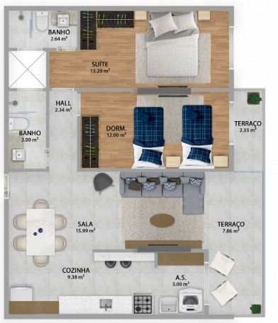 Apartamento em Praia Grande, no bairro Boqueirão
