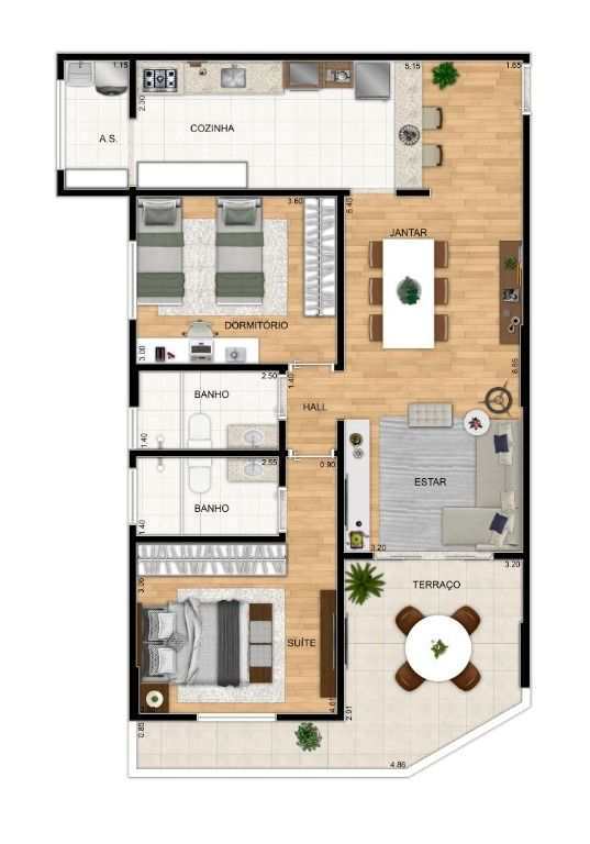 Apartamento em Praia Grande, no bairro Aviação