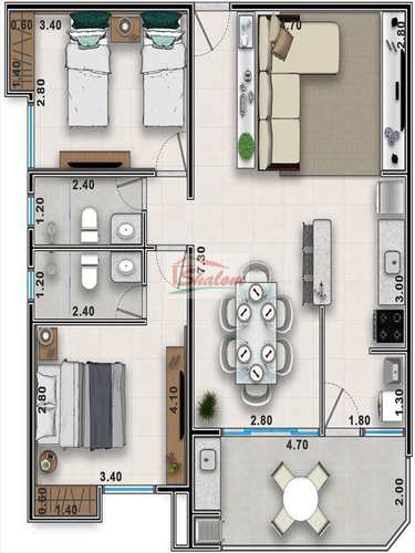 Apartamento, código 1191 em Caraguatatuba, bairro Sumaré